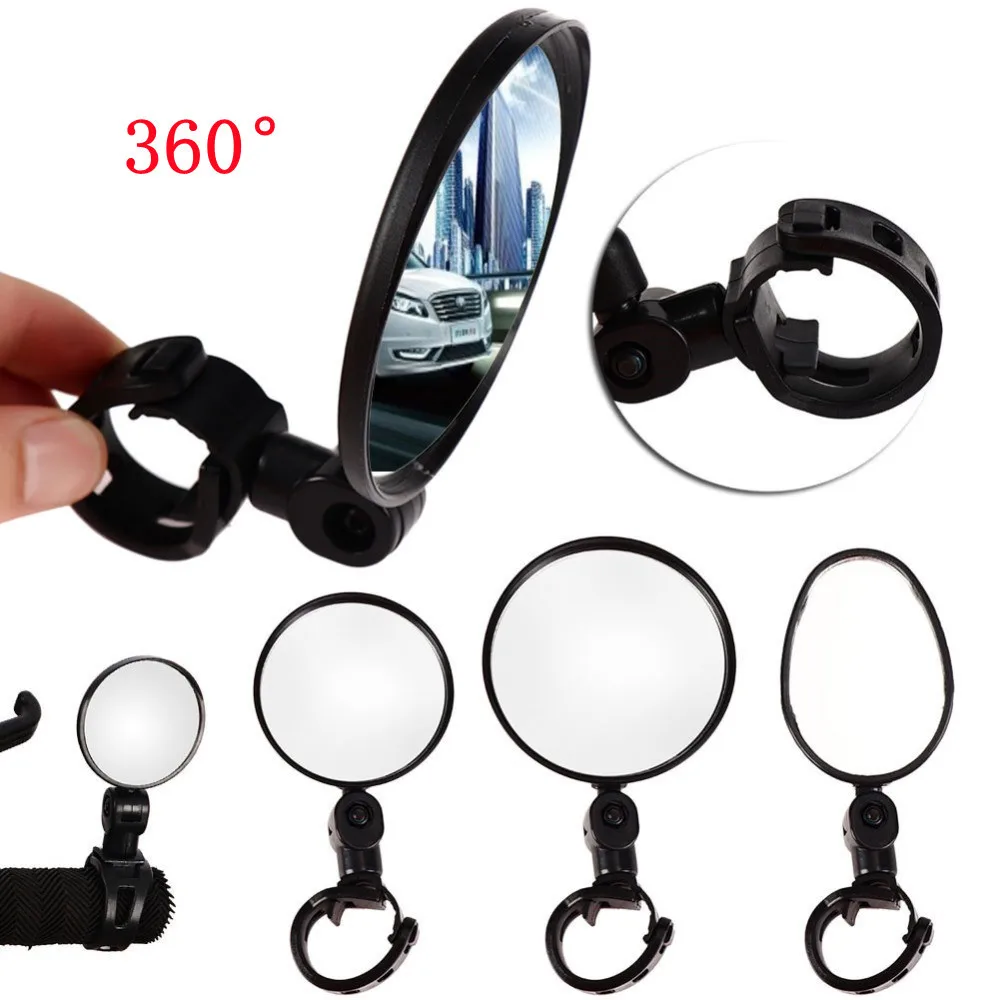 universal Round Auxiliary Motorcycle Rearview Mirror for Bike Handlebar Mount Adjustable 360 Rotation Riding Wide Angle Convex