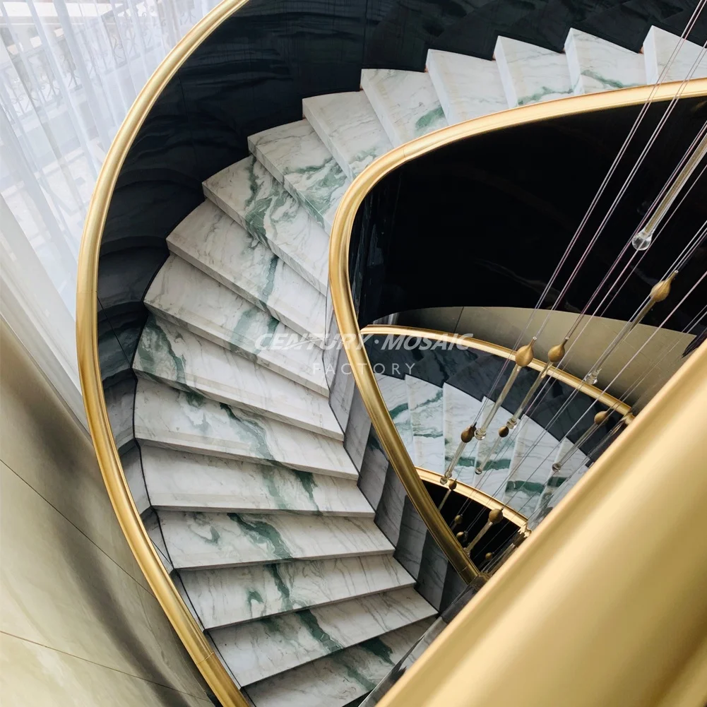 Centurymosaic Custom Modern Marble Staircase Designs Home Stair Natural Stone Round Spiral Staircase Indoor