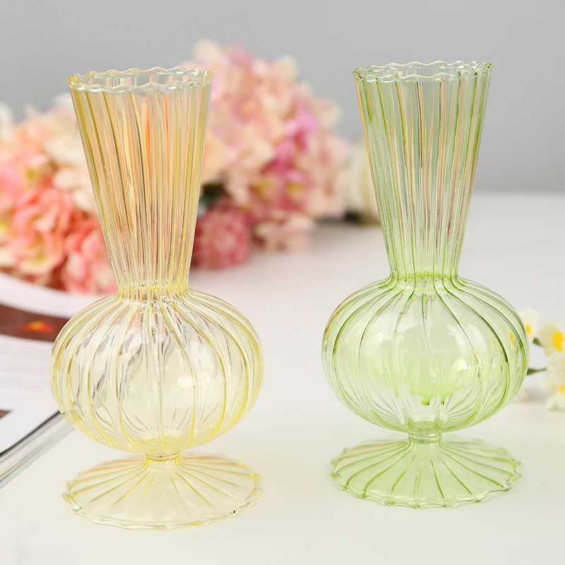 Самые популярные маленькие прозрачные стеклянные вазы для украшения дома, розовые цветочные вазы
