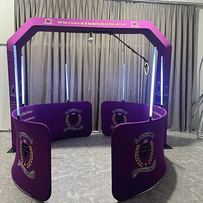 2024 New Technology Overhead 360 Photo Booth Platform With Led Fill Light Sky Top Spinner 360 Photo Booth Iphone App