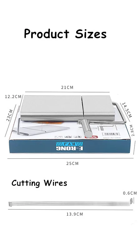 Kitchen Gadgets Butter Cheese Slicer and Cutter with Extra 6 Replacement Wires and Accurate Size Scale on Slicer Cutting Board