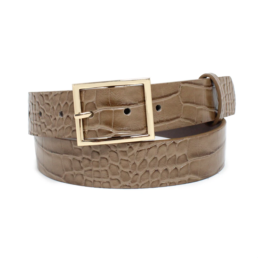 Ladies Fashion Belts Charming Alligator Belly Print Leather Belt Hot Style Crocodile PU Leather Belt For Women