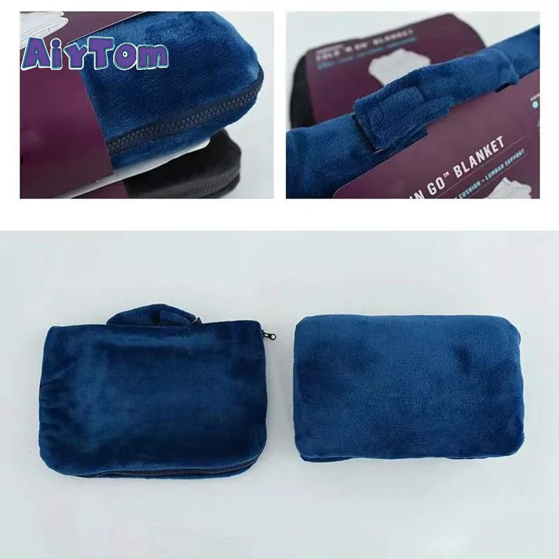 Factory wholesale 100% polyester flannel fleece 2 in 1 pillow blanket foldable travel blanket pillow