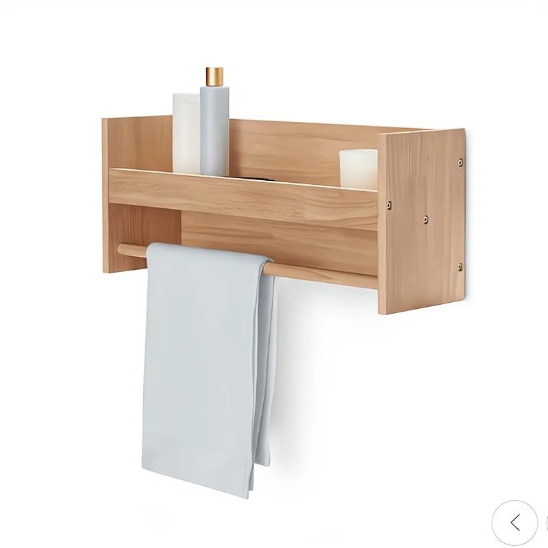 Wall towel rail. wooden towel holder .Wall mounted towel rail for storage and hanging