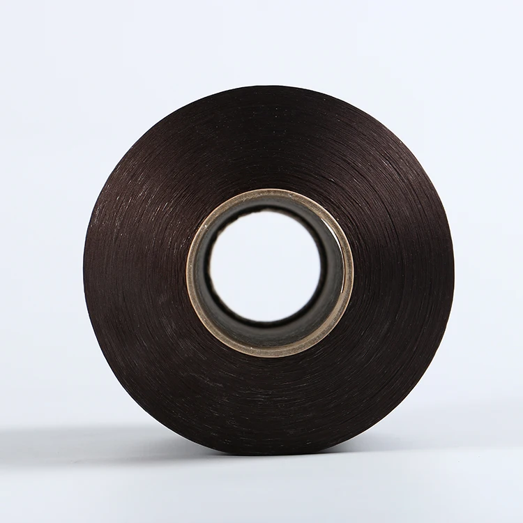 Direct factory dope dyed black FDY DTY polyester Texturized twist yarn for woven label fdy polyester yarn bright