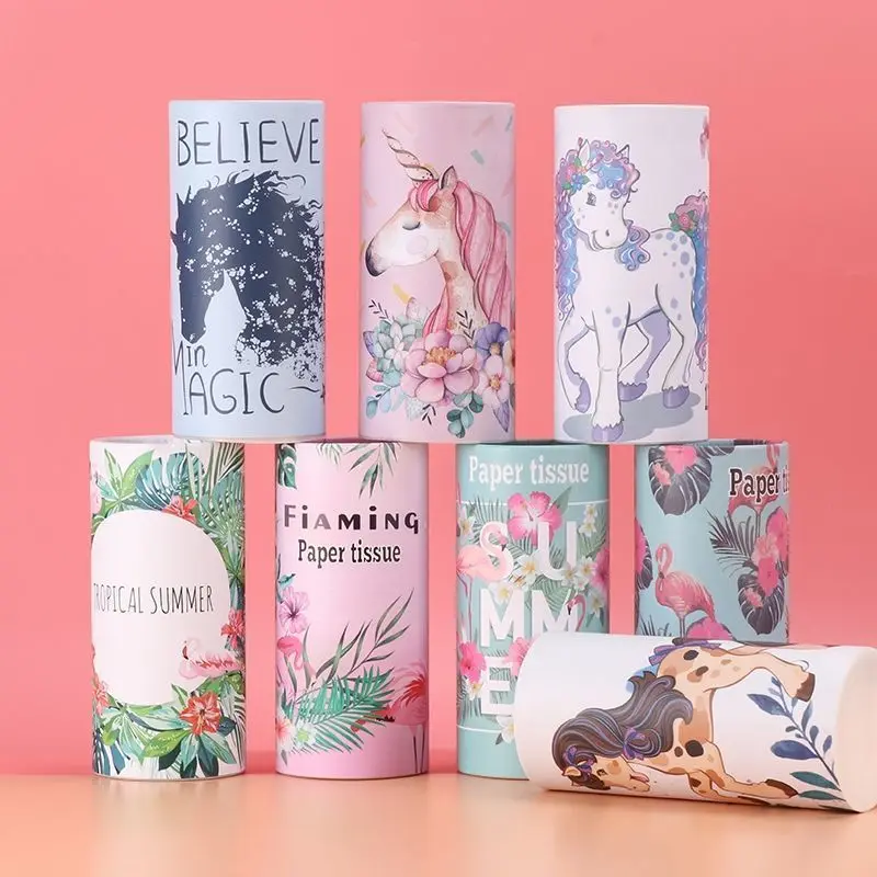 Custom Logo Car Tissue Paper Cylinder Box With Tissue Paper