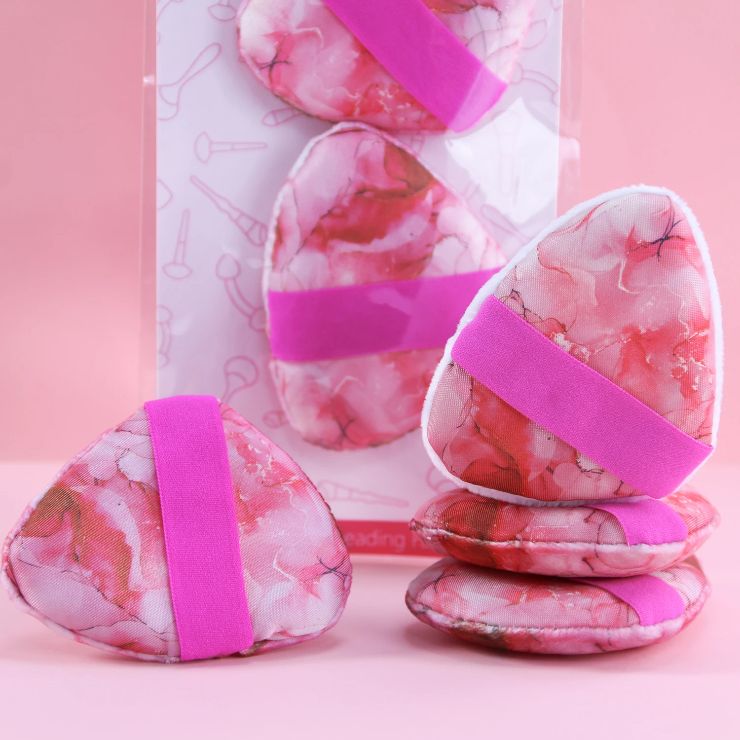 Soft Printed Velour Marble Powder Puff Face Foundation Makeup Puff With Custom Logo