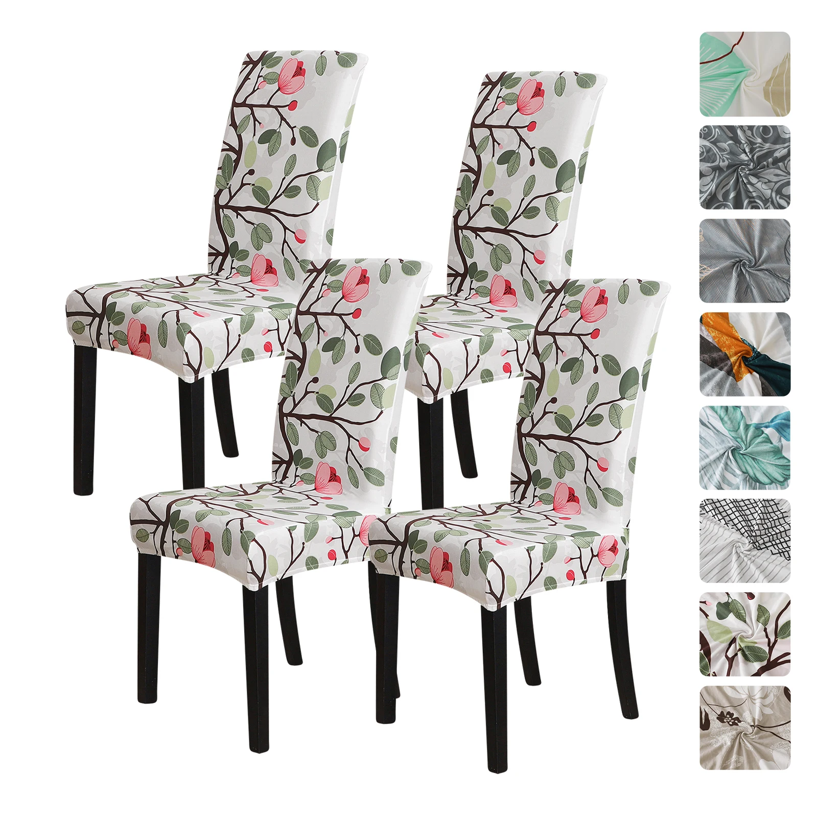 Dropshipping Stretch Home Dining Elastic Floral Print Chair Covers Multifunctional Spandex Elastic Cloth Universal Size (1600473982097)