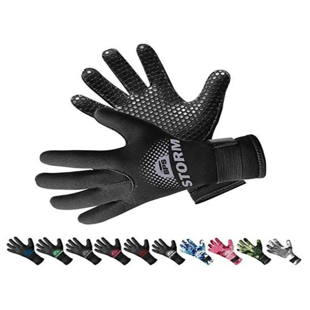 Atenovo Factory Custom 3mm 5mm SCR Neoprene Fishing Hunting Surfing Diving Gloves with Five fingers and non-slip palms