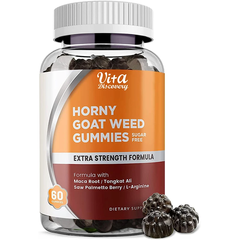 Private Label Natural Energy Booster Horny Goat Gummies with Maca & Tongkat Ali for Stamina & Performance