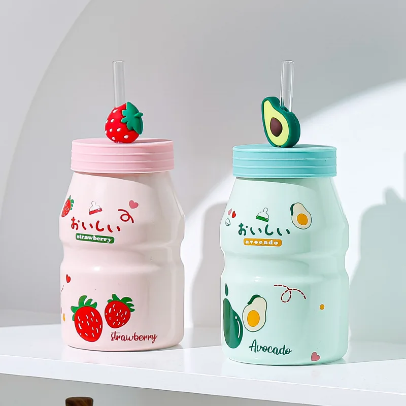 Yakult Shaped Ceramic Mug and Water Bottle with lid Juice Cup