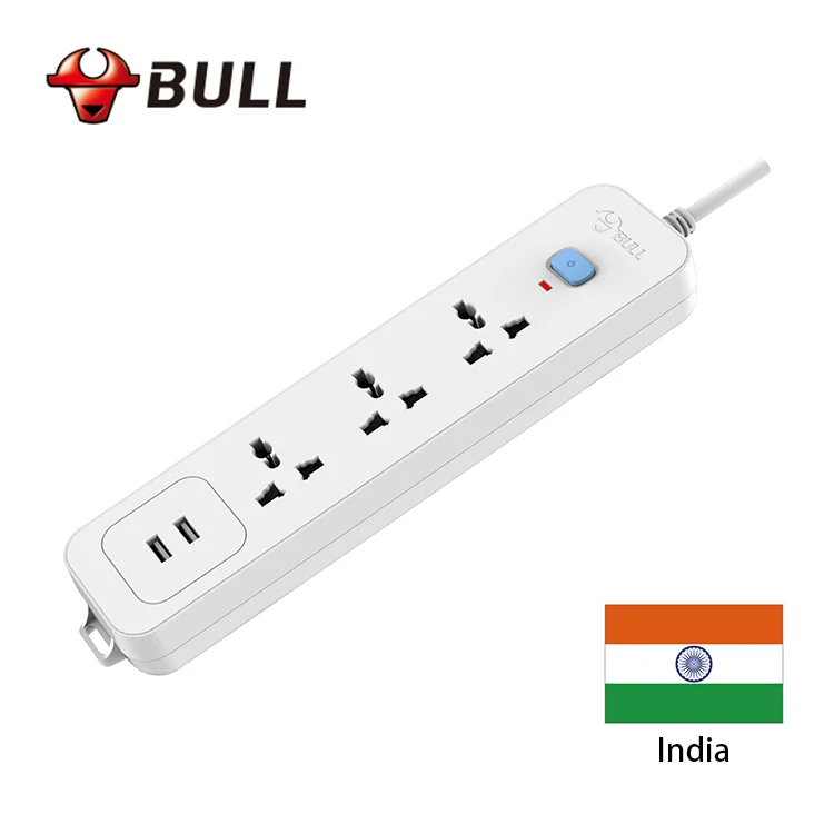 
Good supplier India South Africa standard 3 way 1.8 m power cord extension power socket strip surge protector with usb port 