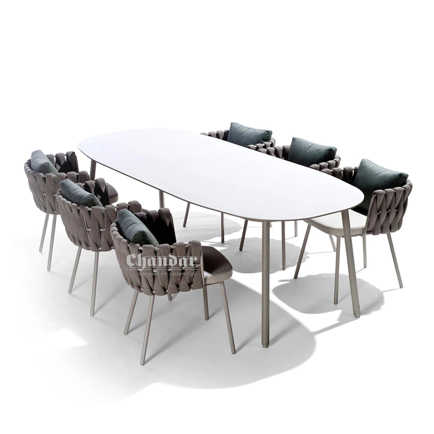 Leisure Furniture Outdoor Balcony Garden  Rope Dining Set Webbing Dining Chair