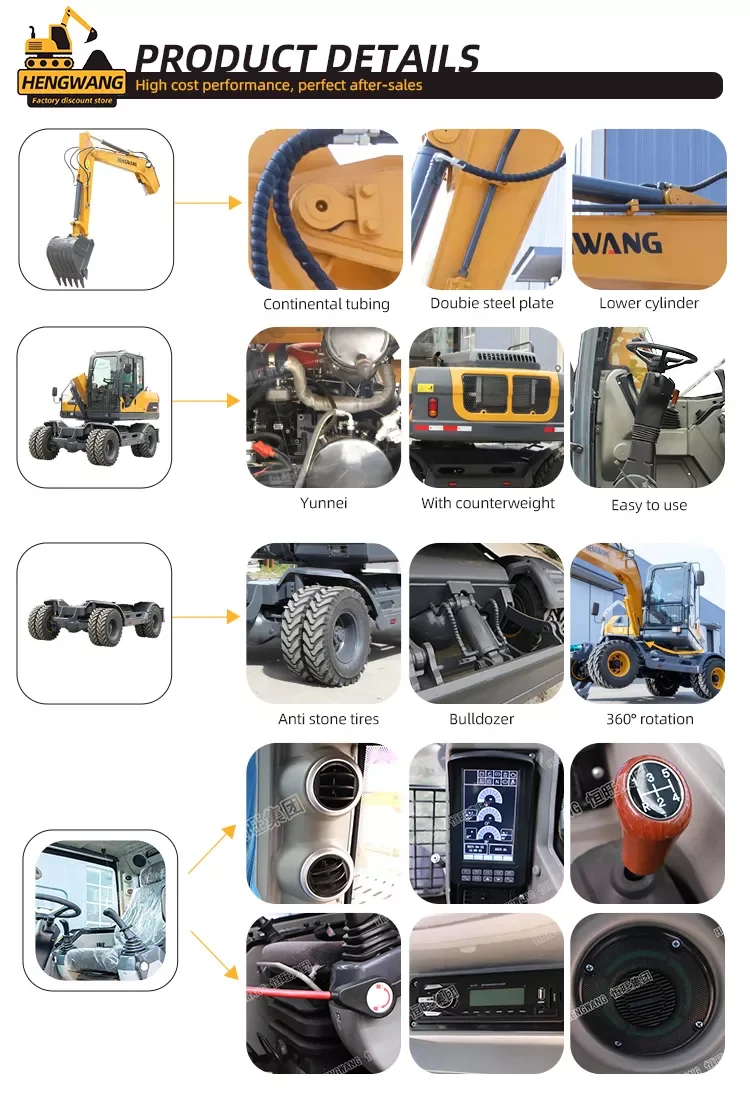 Earth-Moving Machinery 8 Ton  Digger Wheeled Excavators Wheel Excavator Heavy Construction for Sale
