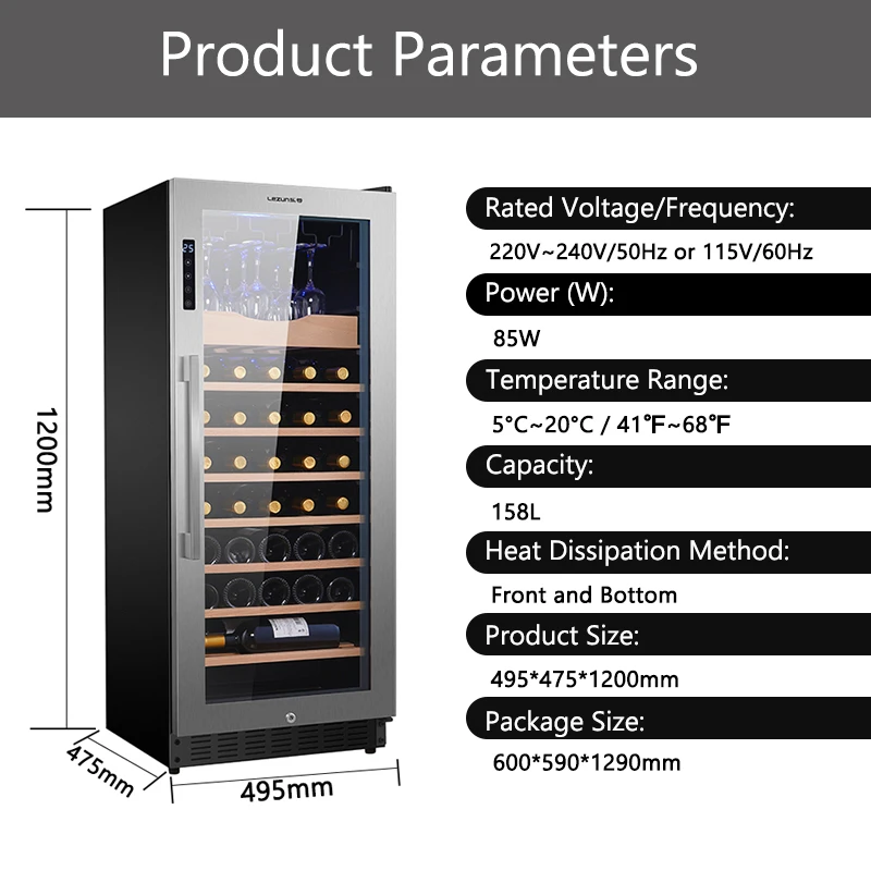 LANYI LZ-158L2 Custom 51 Bottle Compressor Fridge With Built In Single Zone Wine Fridge Coolers Domestic Wine Cellar