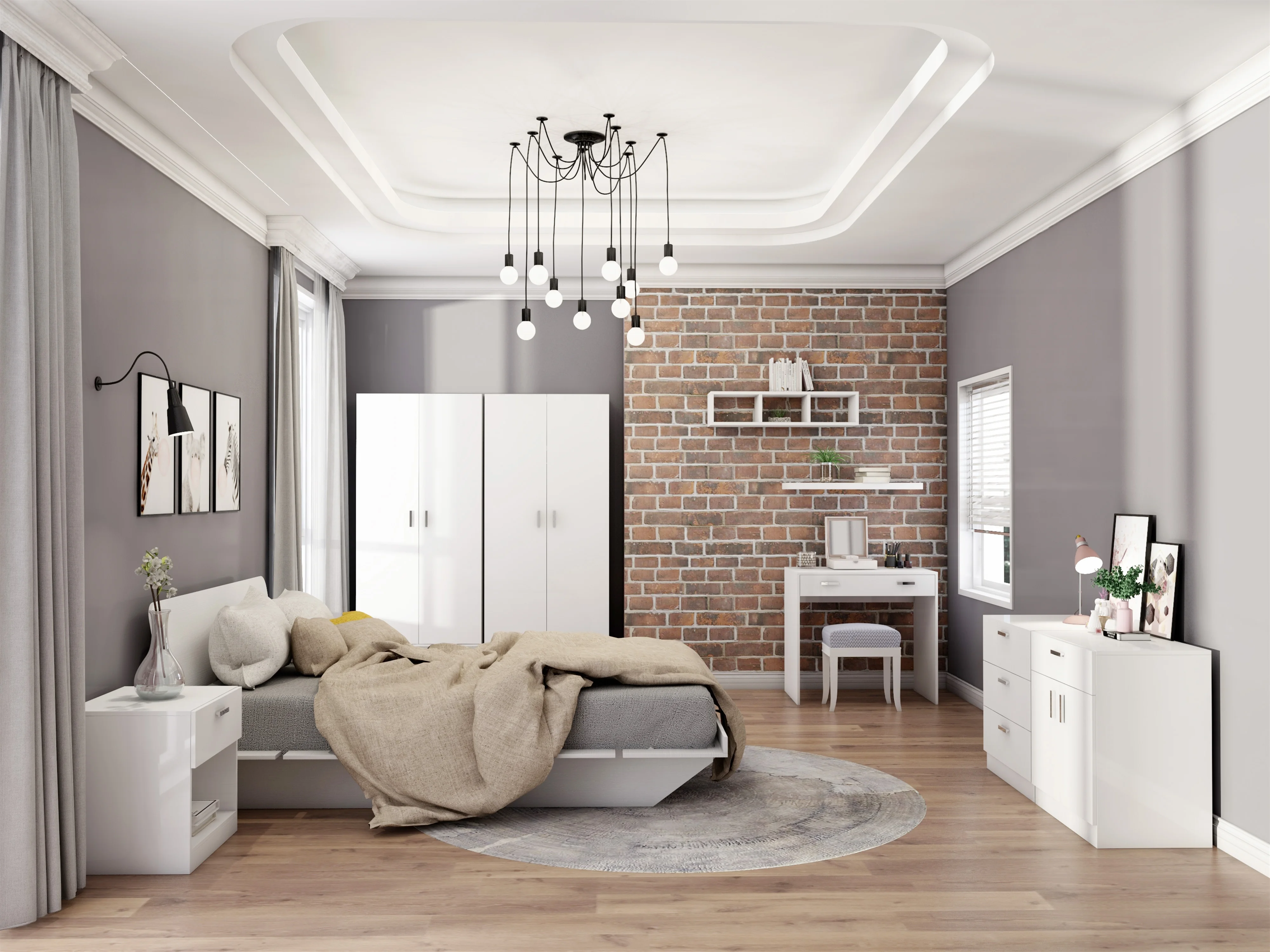 Modern European Office Furniture UV Coating Computer Table White Office Desks Writing Desk Home Office Furniture Wooden Durable