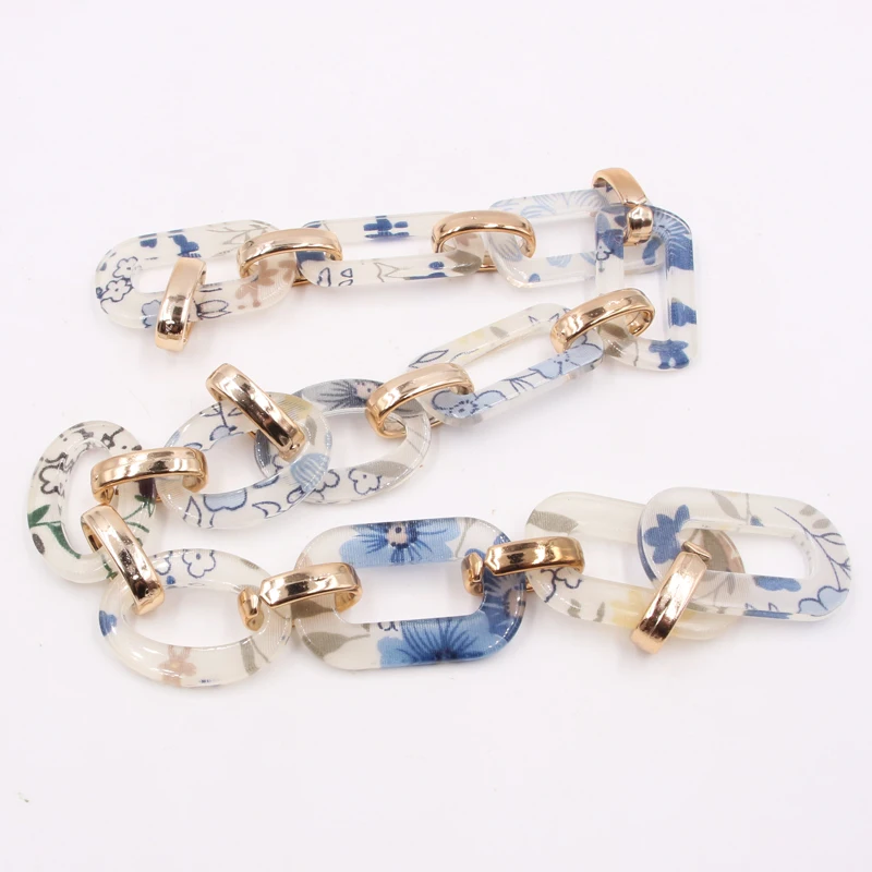 Youmeiya Wholesale Plain Printed Long Resin Acetate Handbag Sunglasses Accessories Rope Acrylic Link Chains