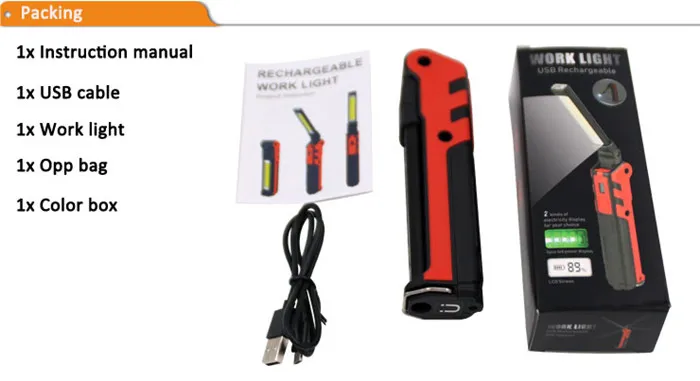 USB Rechargeable 5W COB Work lamp Portable Foldable COB LED Work Light Magnetic Flashlight Torch For Car Inspection Repair lamp