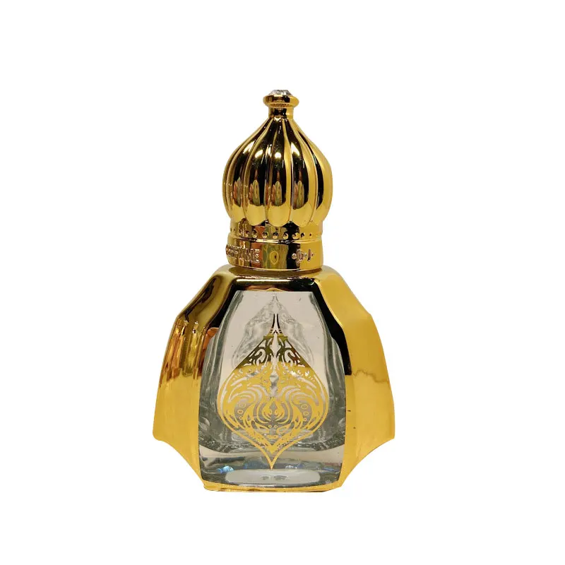 Arabic Glass Perfume Fancy Attar Bottles in Dubai Wholesale 10ml Electroplate Gold Silver Roll On Oils Cosmetic Packaging
