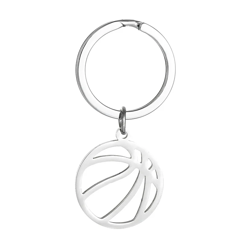 2024 sport gift stainless steel custom logo key chain customized design keyring metal keychain basketball