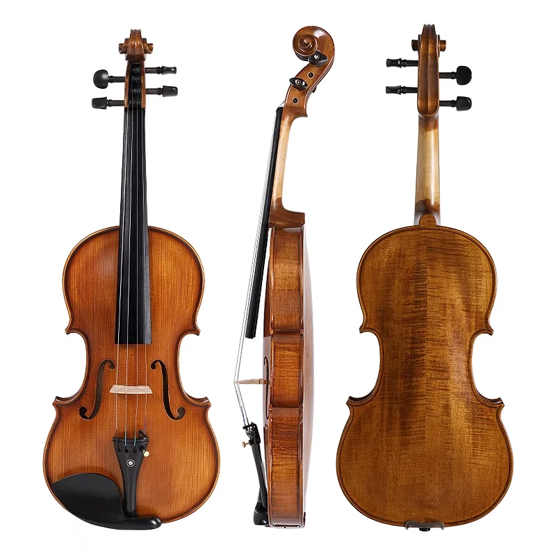 Tongling Factory Wholesale Solid Spruce Natural Flame 4/4 Professional Violin