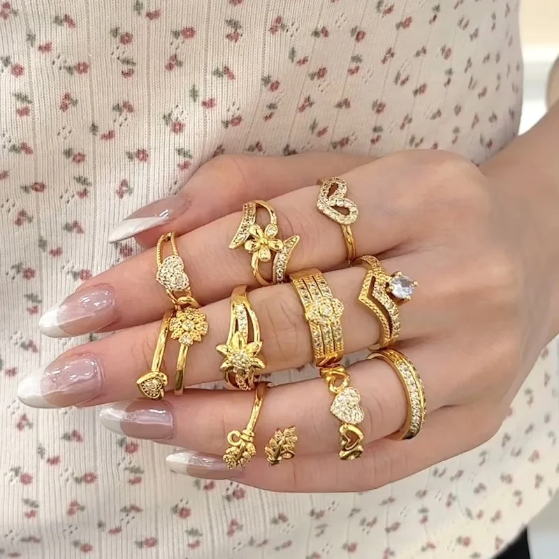 Jxx brass women fashion style ring jewelry direct supply hot selling 24k plated gold ring zircon