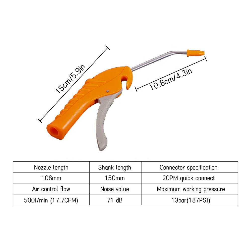 20PM Quick Connect Nozzle length 108mm 230mm Air Duster Blow Gun Air Blow Gun Long