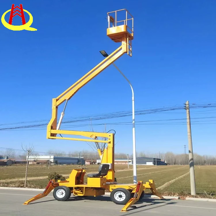 Manlift Cherry Picker Pickup Man 14m Towable Boom Lift For Street Light Maintenance
