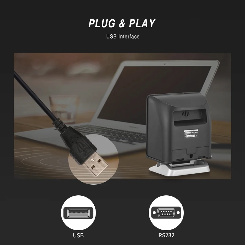 AK-9808 High Speed Wired Platform Handsfree Plug and Play Desktop 2D Barcode Scanner For Retail Store