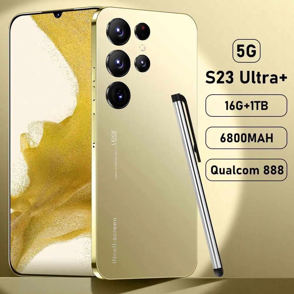 Лидер продаж, S23 + Ультра оригинальный 16 ГБ + 512 ГБ 48MP + 100MP разблокировка отпечатков пальцев 7300 мАч Android 12,0 сотовый телефон смартфон мобильный телефон
