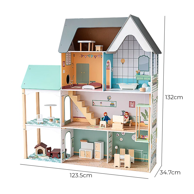 Wooden miniature Baby Doll house kids house game sets with safe material and pretty appearance