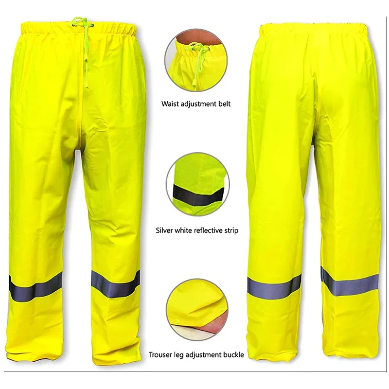 Custom Thick Bikers Fisherman Outdoor Reflective High Visibility Hooded Waterproof Safety Outwear Rainwear Rain Coat Jacket