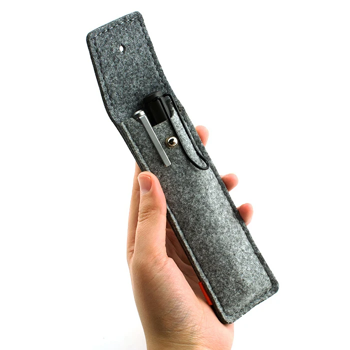 Custom Felt Leather Pen Sleeve Case Holder for Single Ballpoint Pen Pencil Pocket Protector With Snap Closure