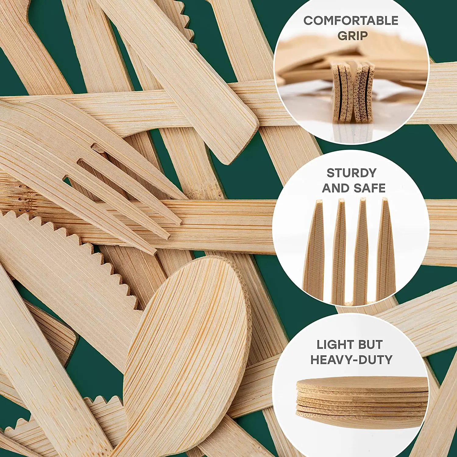 Wholesale disposable tableware biodegradable and environmentally friendly natural bamboo cutlery sets