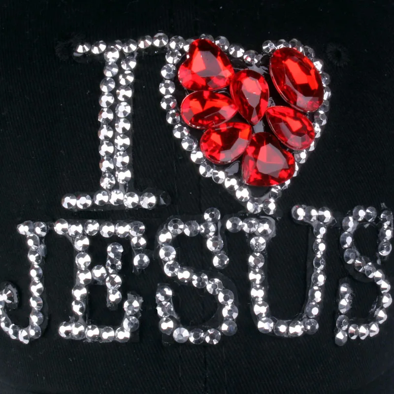 Wholesale Fashion Baseball Caps High Quality Bling Hats For Women Custom JESUS Cotton Cap Adjustable Rhinestone Denim Cap Hat