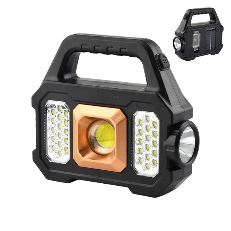 Portable emergency LED outdoor light waterproof solar charging treasure glare flashlight cob portable lamp