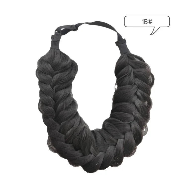 Wholesale Fashion Two Strand Fishtail Handmade Loose Wig Headband Plaited Braids Elastic Hairpiece