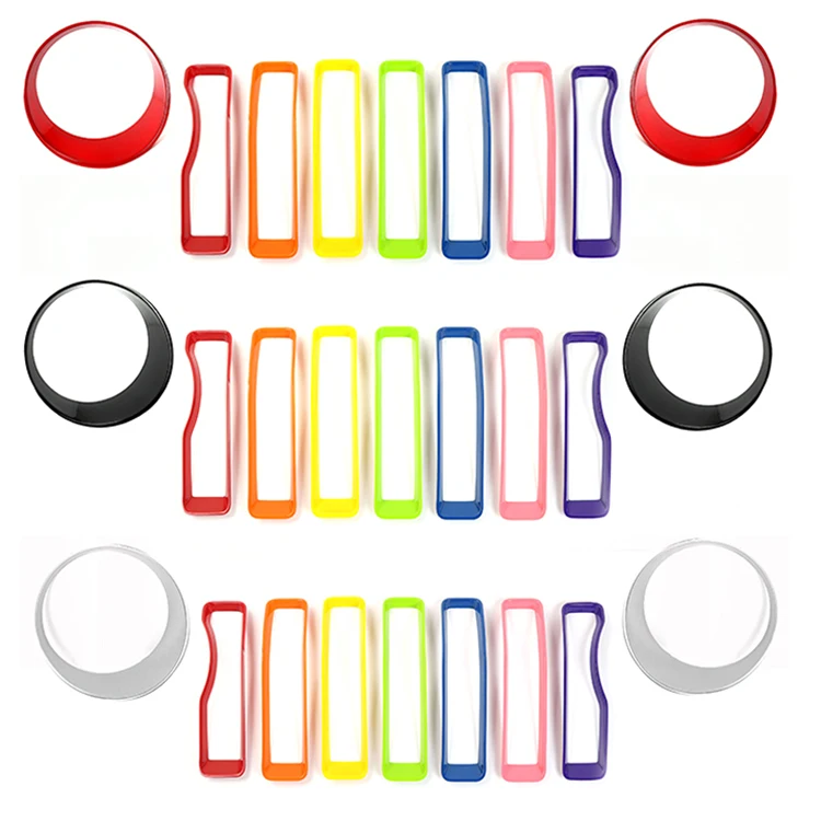 Car Protective Accessories Front Grille HeadLights Headlamp Bezels Cover Trims for Jeep Wrangler JL 2018-2020