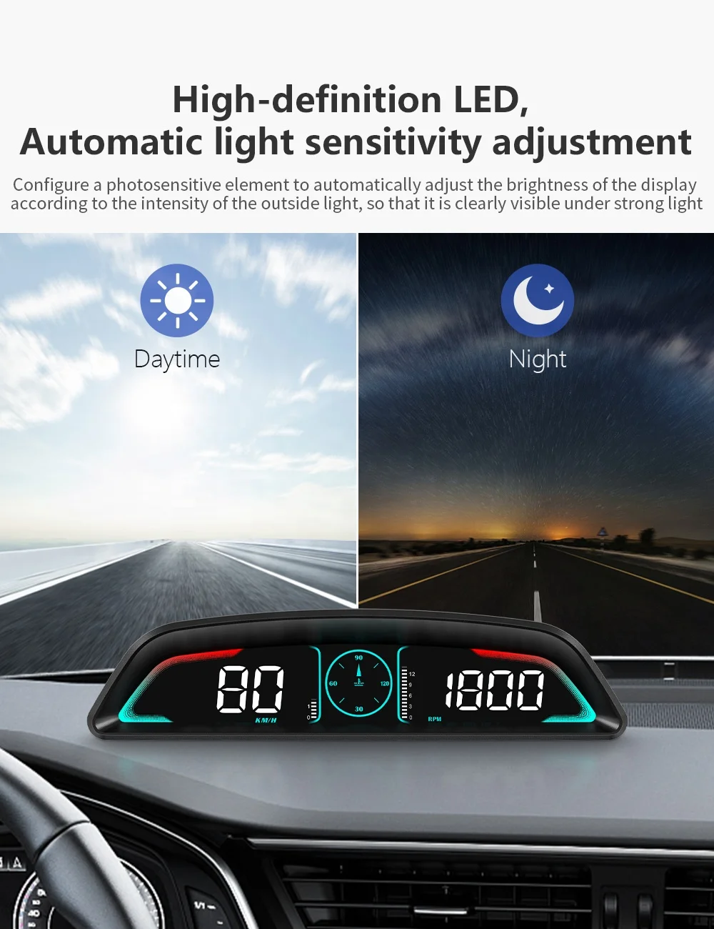 2023 Car gauge dashboard HUD speed water temp B3 head up display auto speedometer universal car OBD2