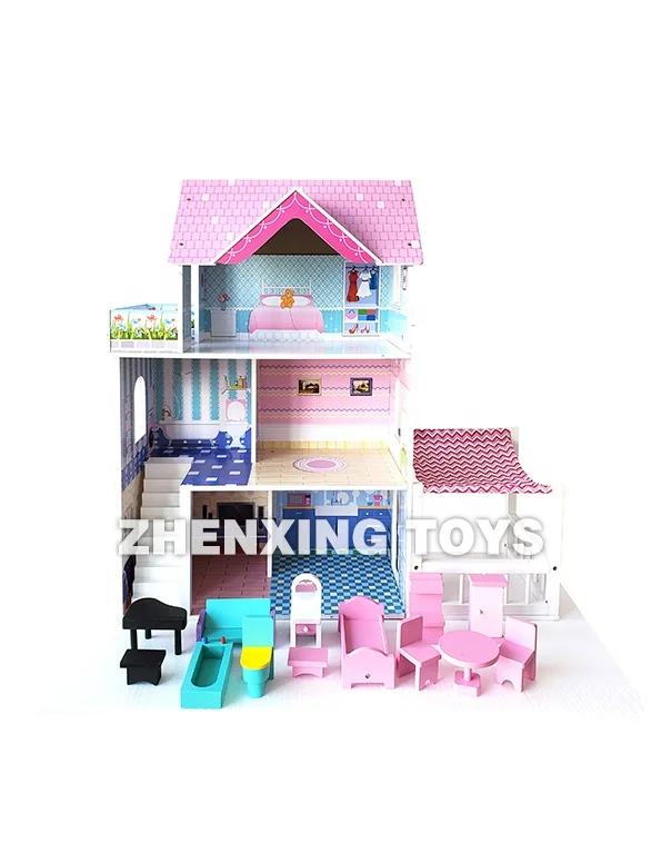 Luxury Wooden Toy, Wooden Doll House with Garden for Girls