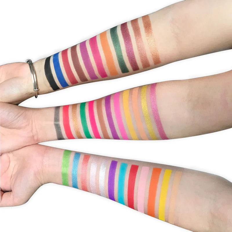OEM DIY makeup eyeshadow palette  colors matte shimmer glitter blocks high pigment round pan eyeshadow palette various option