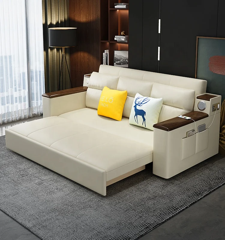 Living Room multi-functional wooden sleeper sofa bed can be converted into folding sofa bed with storage space sofa bed