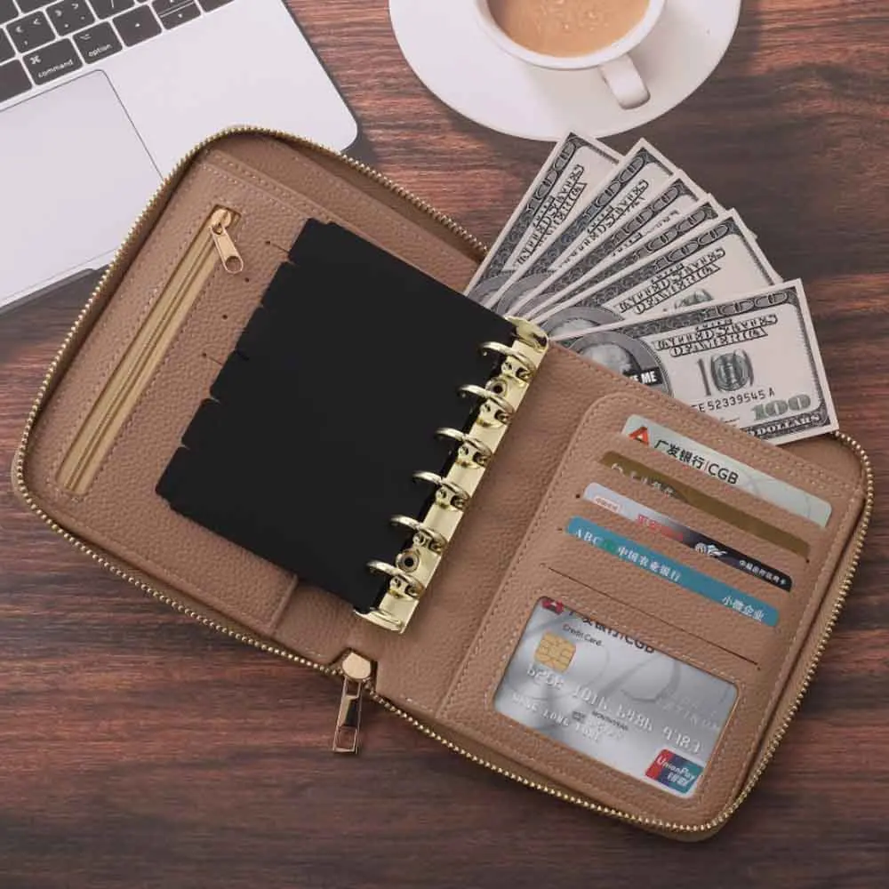 Hongbo New Best Selling Genuine Pebble Grain Leather A7 Cash Binder Envelope with Chains Available as Leather Document Holder