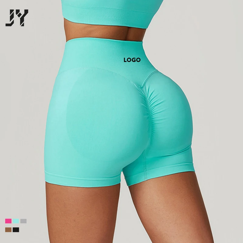 JoyYoung Custom Wholesalers High Waist Sportswear Seamless Gym Fitness Scrunch Butt Yoga Shorts For Women