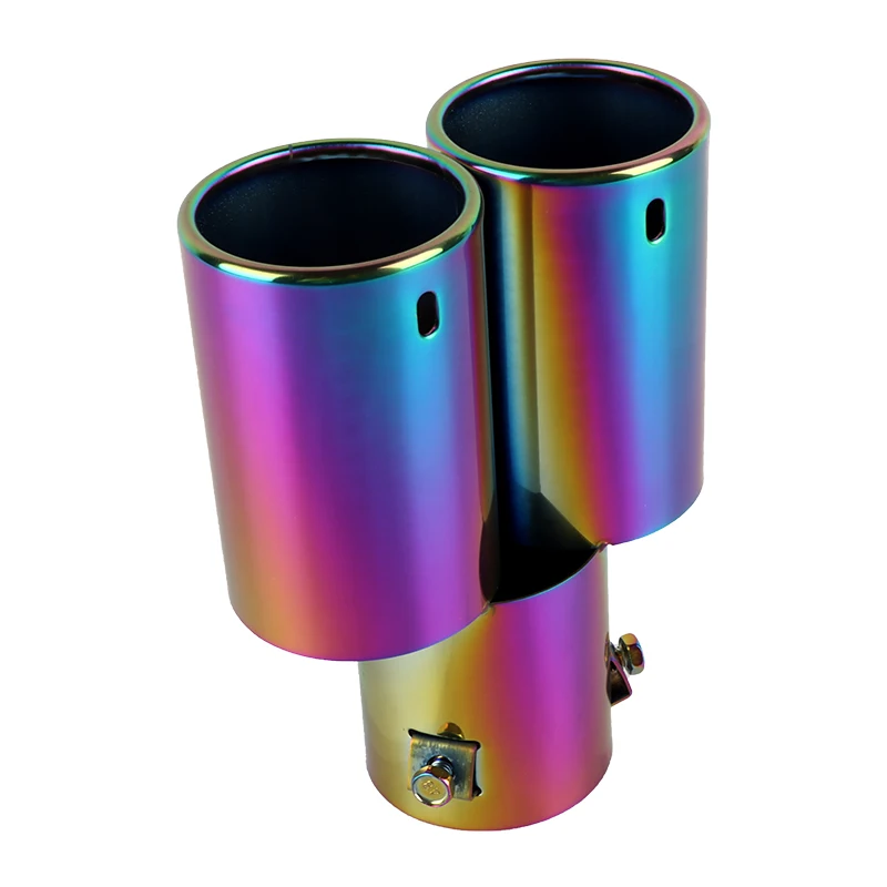 Black Chrome Universal Exhaust Pipe Modification Straight Stainless Steel Car Dual Exhaust End Tip Tail Throat