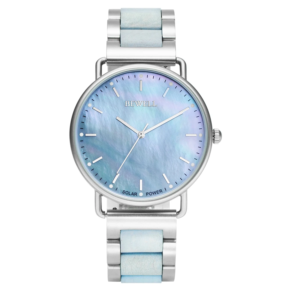 2024 Popular BEWELL Solar Watches Stainless Steel Wristwatch Customized Logo Solar Power Watch for Men Garmin Solar Watch