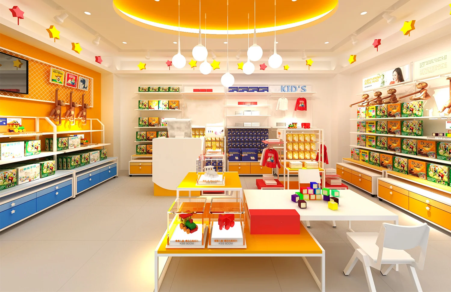 Красивая Детская витрина для магазина красочных игрушек дизайн интерьера