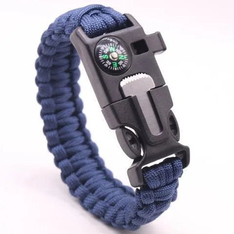 Outdoor Survival Bracelet Camping Rescue Emergency Rope Bangles Multi-function Compass Whistle Hand Strap