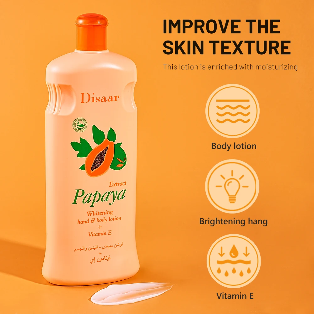 Wholesale 300ml Papaya Body Lotion Cream With Vitamin E Organic Vegan Herbal Moisturizing Brightening Hand