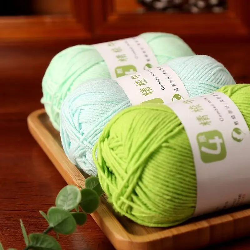 Crochet yarn with 4 strands of milk baby cotton in high tenacity design 60%Cotton 40%